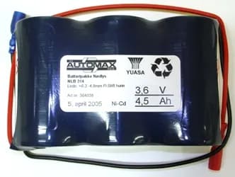 NLB 314 (3,6V4,5Ah-R- ledn.20cm +6,3 -30 cm 4,8 fl.hunn)