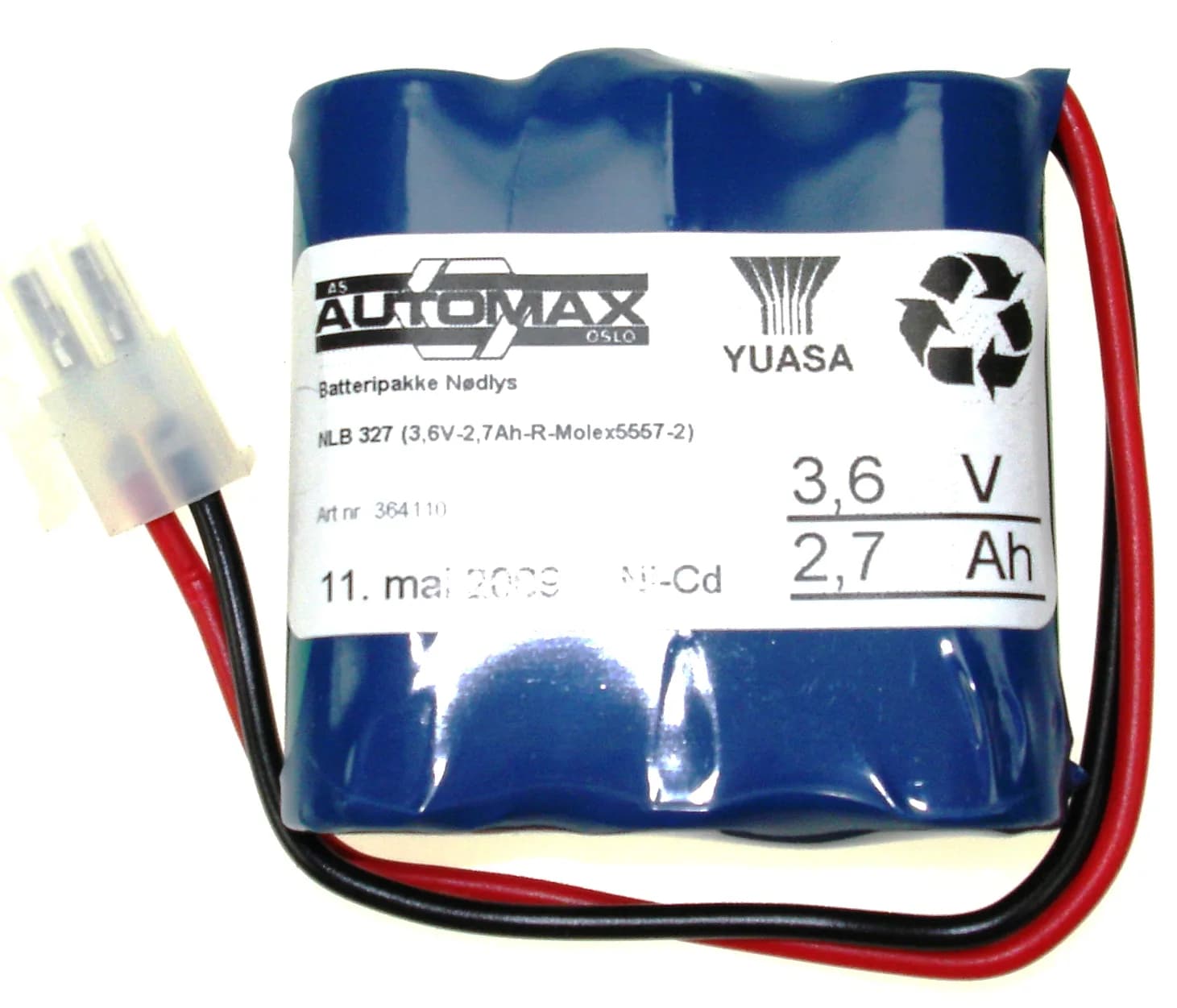 NLB 327 (3,6V-2,1Ah-R-Plugg 12) – bilde 1 av 3