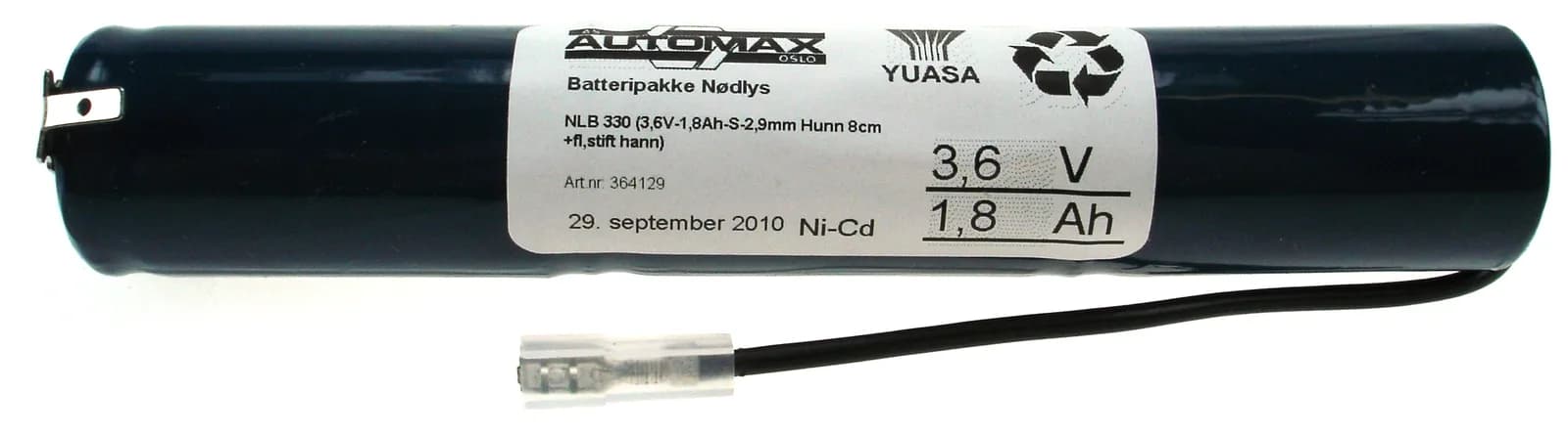 NLB 330 (3,6V-1,8Ah-S-fl.stift han-hun 2,9mm) – bilde 1 av 3