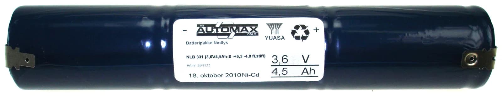 NLB 331 (3,6V4,5Ah-S -+6,3 -4,8 fl.stift) – bilde 1 av 2