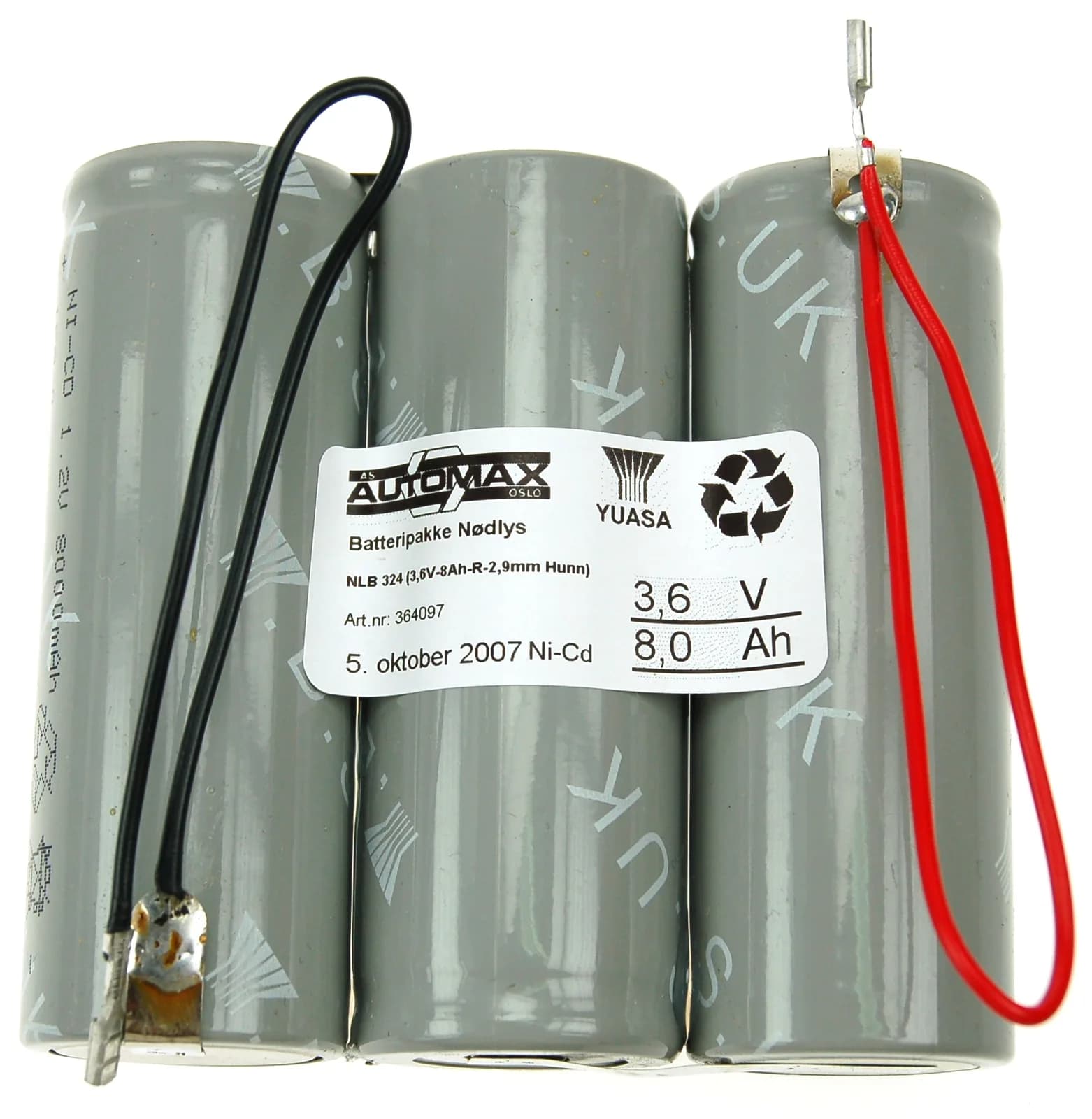 NLB 324 (3,6V-8Ah-R-2,9mm Hunn) – bilde 1 av 2
