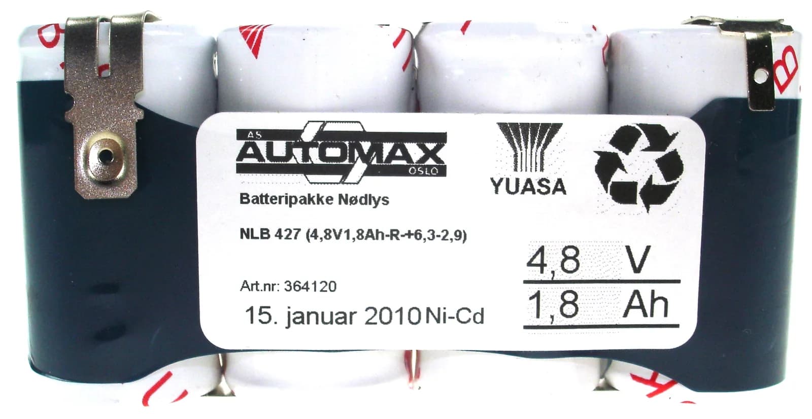 NLB 427 (4,8V-1,8Ah-R+6,3-2,9mm) – bilde 1 av 3