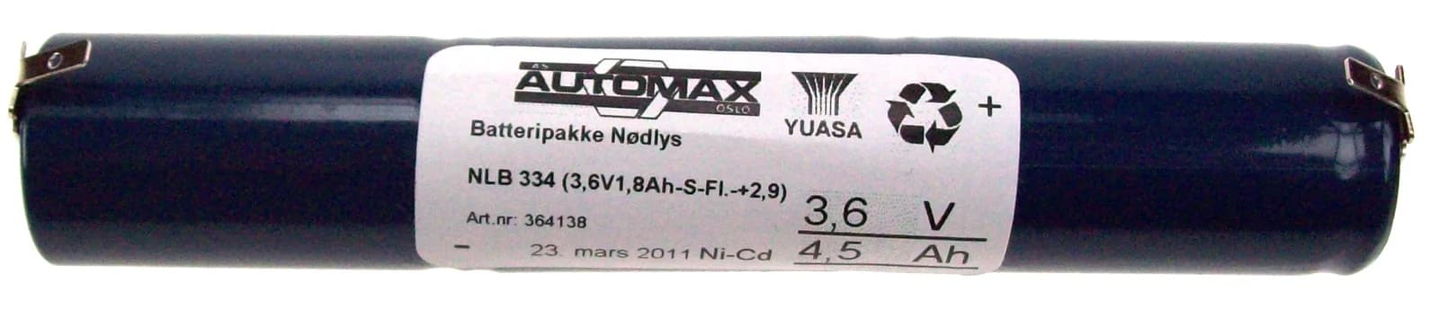 NLB 334 (3,6V1,8Ah-S-Fl.-+2,9) – bilde 1 av 2