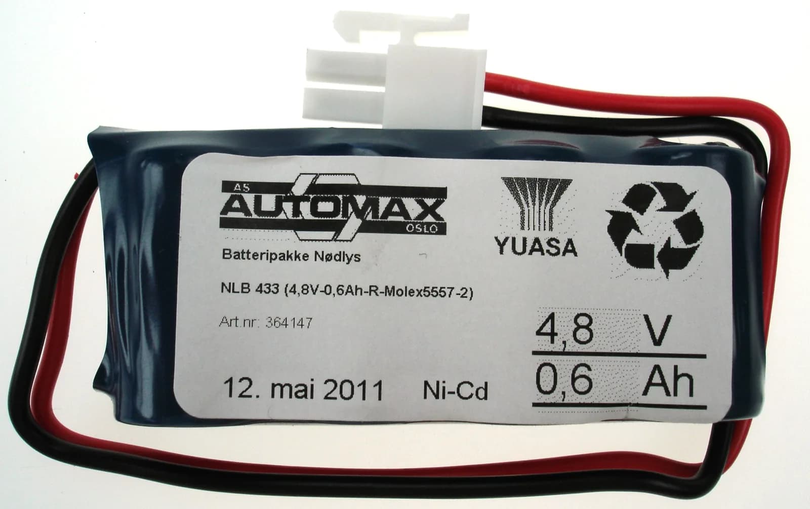 NLB 433 (4,8V-0,6 Ah-R-Plugg 12) – bilde 1 av 2