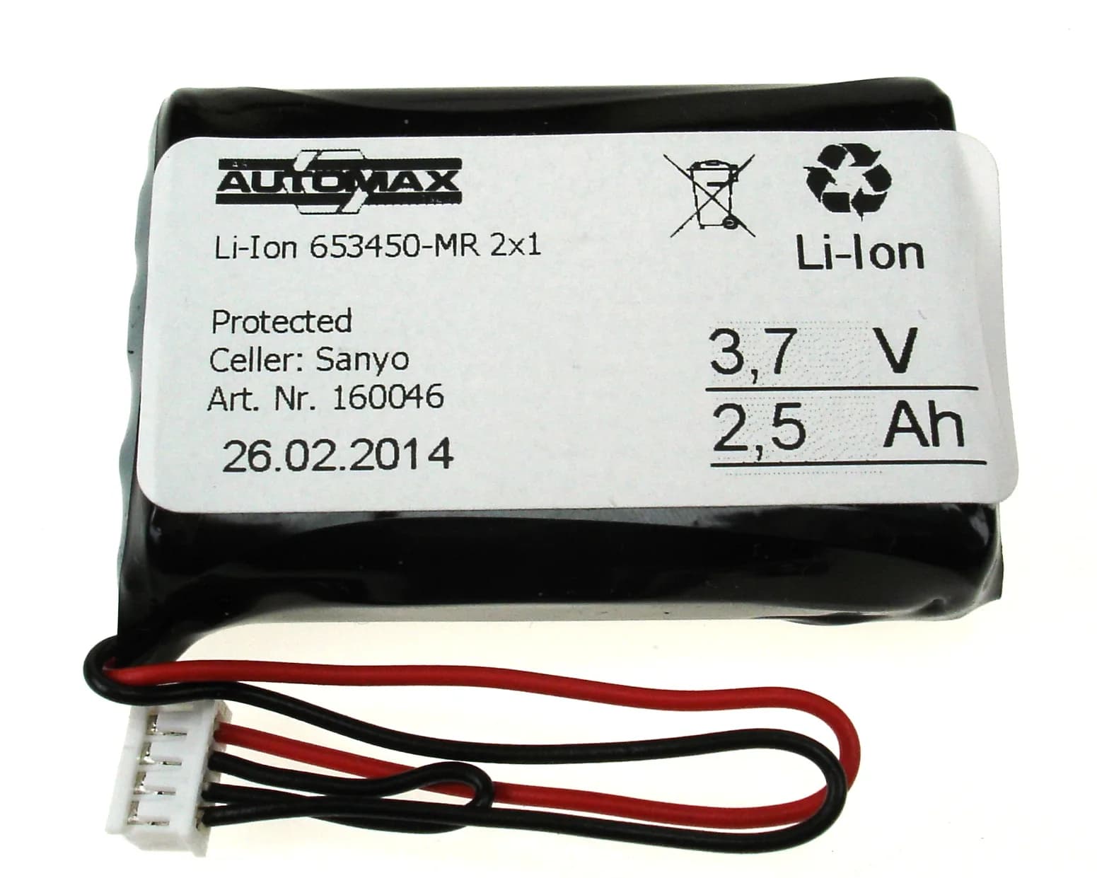 Li-Ion 663450 (653450)-MR 2x1 Plugg 37 (3,7V-2660mAh) – bilde 1 av 2