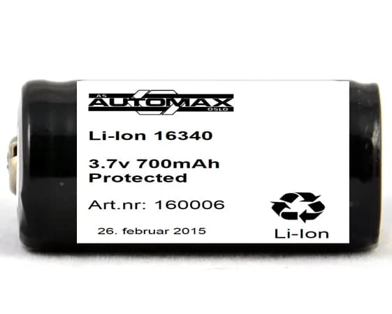 Li-Ion 16340 (3.7V-700mAh)(protected)