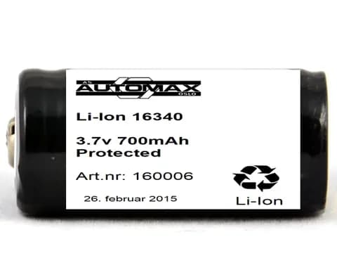 Li-Ion 16340 (3.7V-700mAh)(protected)