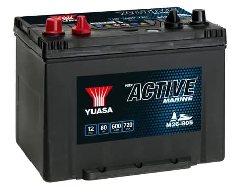 Active Marine M26-80S (12V-80Ah) Vibrolock,, Ø8mm og bilpol