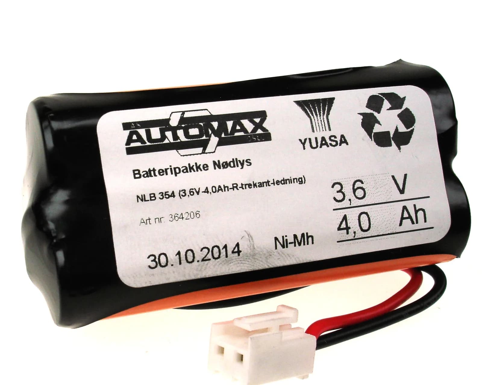 NLB 354 (3,6V-4,0Ah-R-trekant-Plugg 13) – bilde 1 av 3