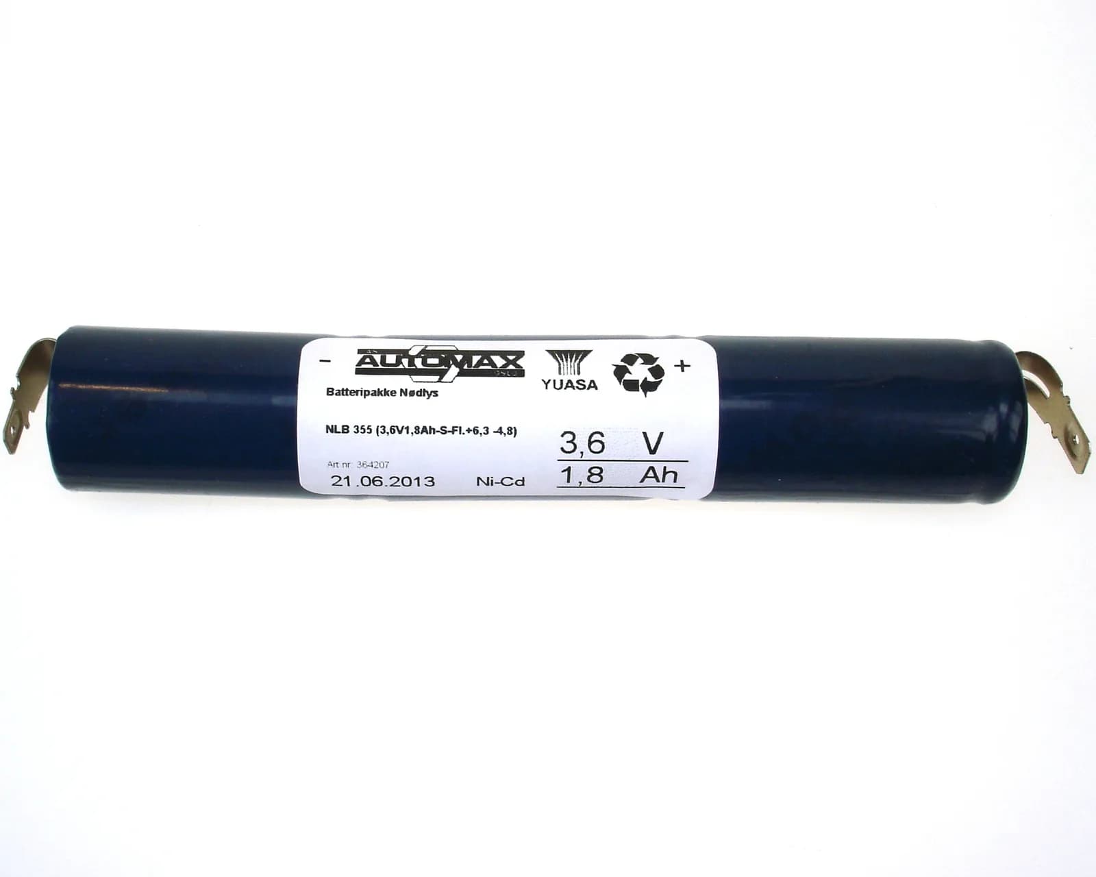 NLB 355 (3,6V1,8Ah-S-Fl.+6,3 -4,8) – bilde 1 av 3