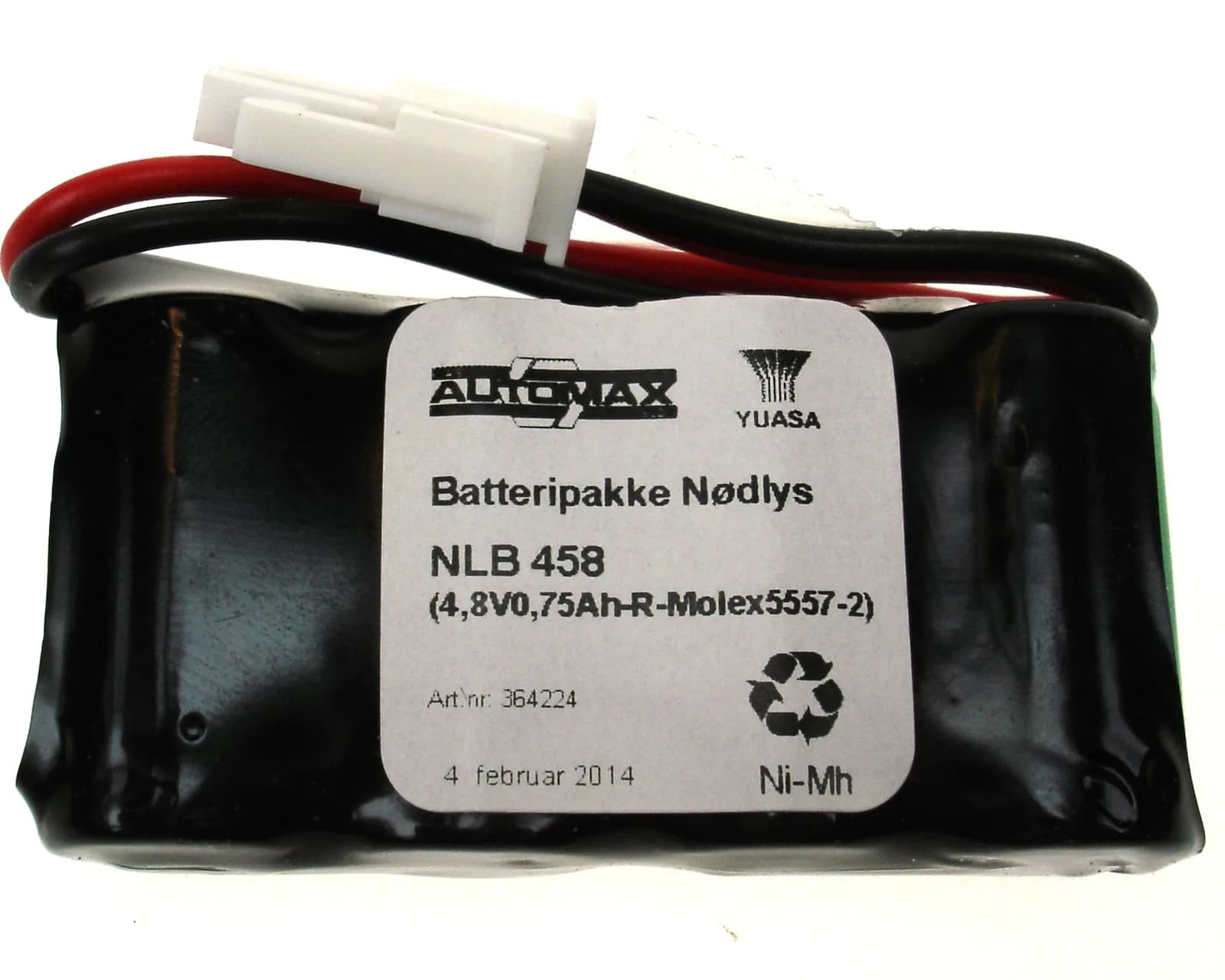 NLB 458 (4,8V0,6Ah-R-Plugg 12 polvent) – bilde 1 av 2