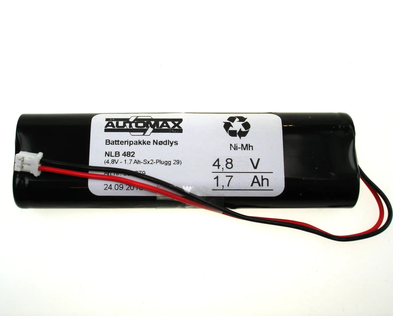 NLB 482 (4,8V1,7Ah-Sx2-Plugg 29) – bilde 1 av 2