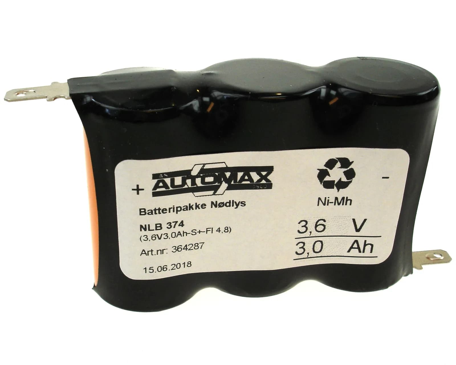 NLB 374 (3,6V 3,0 Ah-R- +-4,8 fl.stift) – bilde 1 av 2