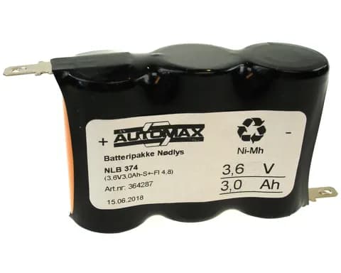 NLB 374 (3,6V 3,0 Ah-R- +-4,8 fl.stift)
