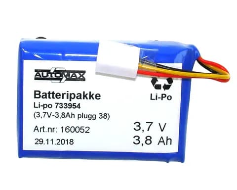 Li-po 733954 (3,7V-3,8Ah plugg 38)