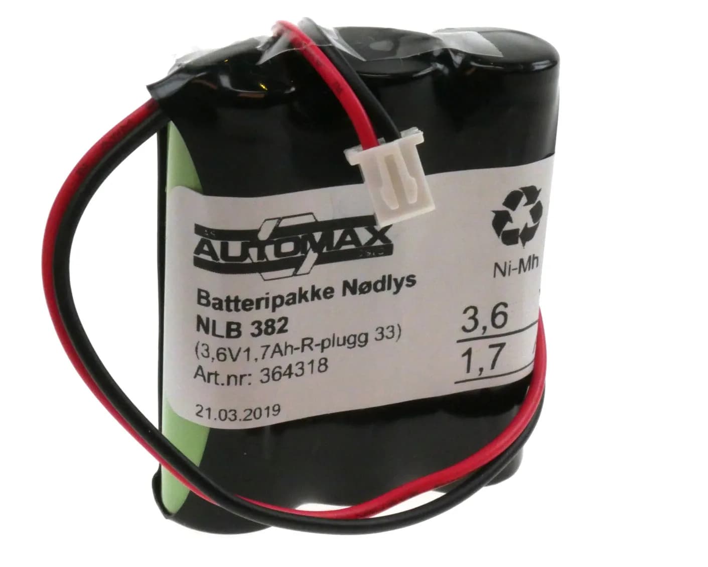 NLB 382 (3,6V1,7Ah-R-Plugg 33) – bilde 1 av 2