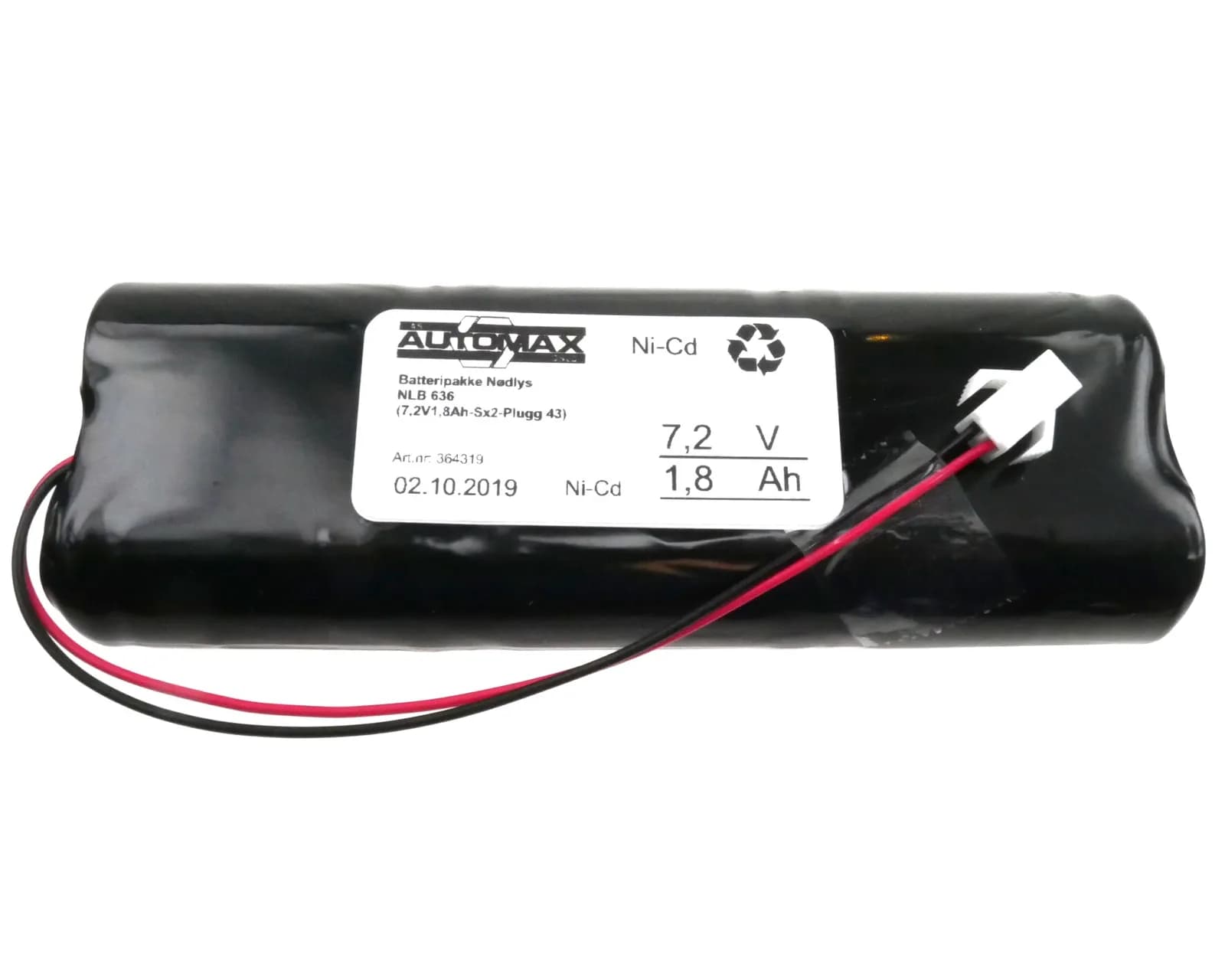 NLB 636 (7,2V1,8Ah-Sx2-Plugg 43) – bilde 1 av 2