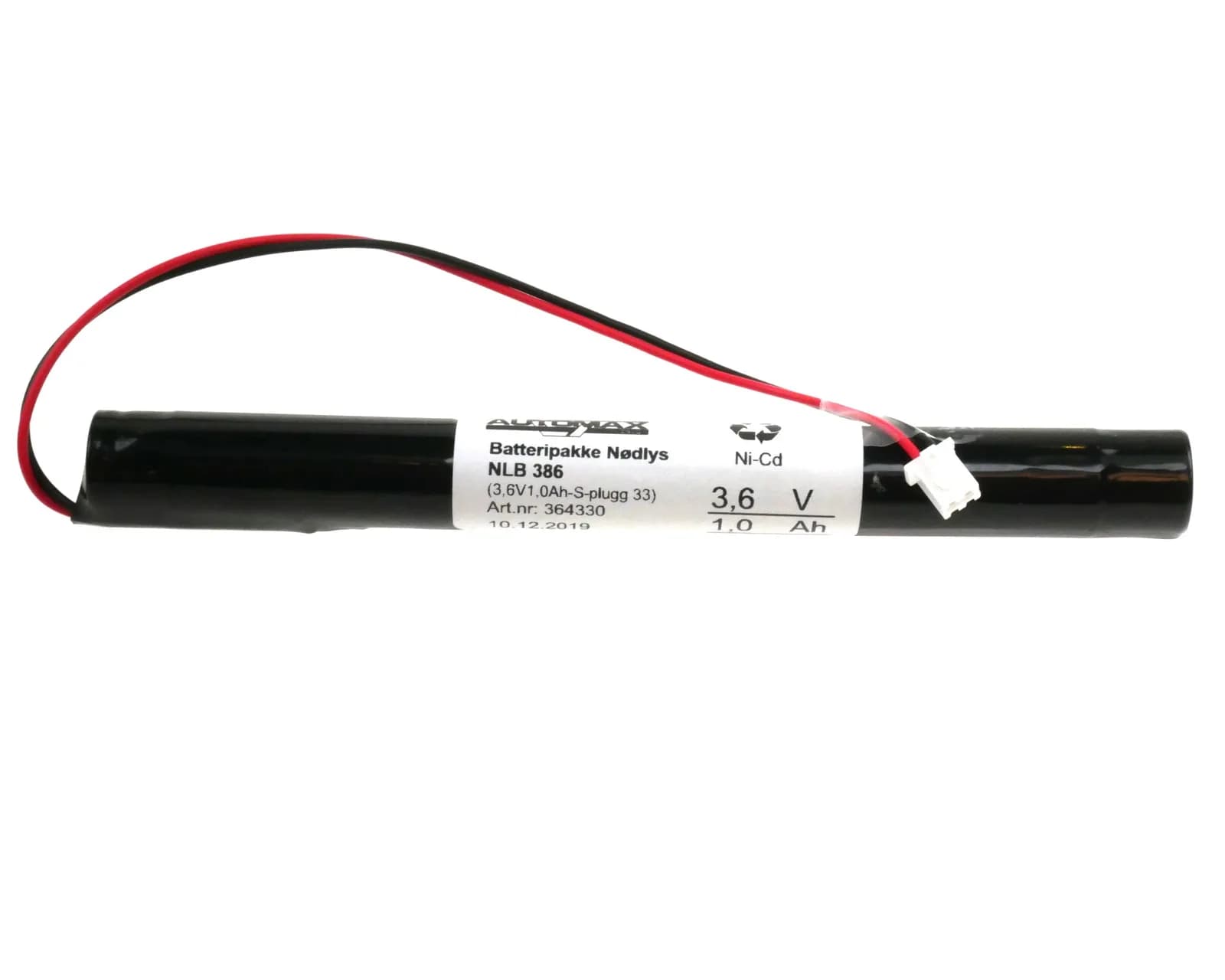 NLB 386 (3,6V-1Ah-S-Plugg 33 Polvent) – bilde 1 av 2