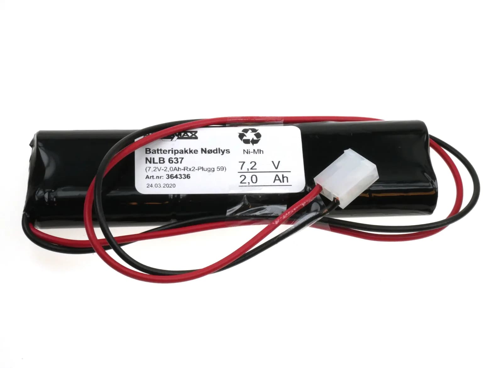 NLB 637 (7,2V-2,0Ah-Sx2-Plugg 59) – bilde 1 av 2