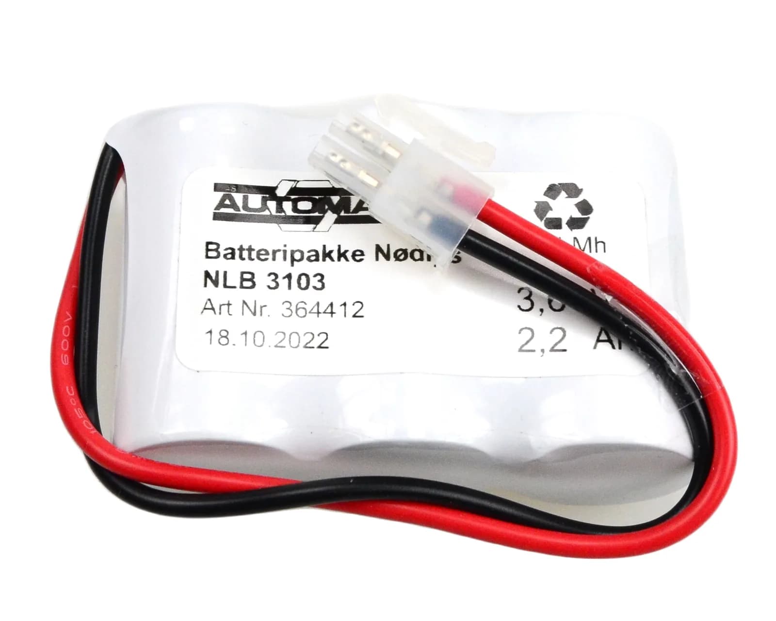 NLB 3103 (3,6V2,2Ah-R-Plugg 12) – bilde 1 av 2