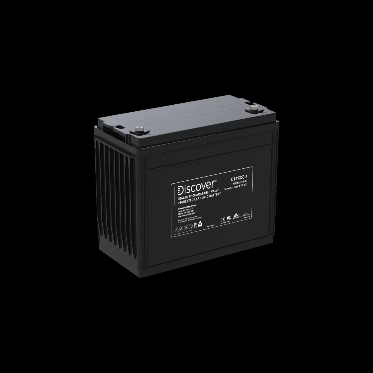 Discover D121350 AGM Deep Cycle 12Volt 140Ah) Forbruksbatteri Ø8mm & Bilpol