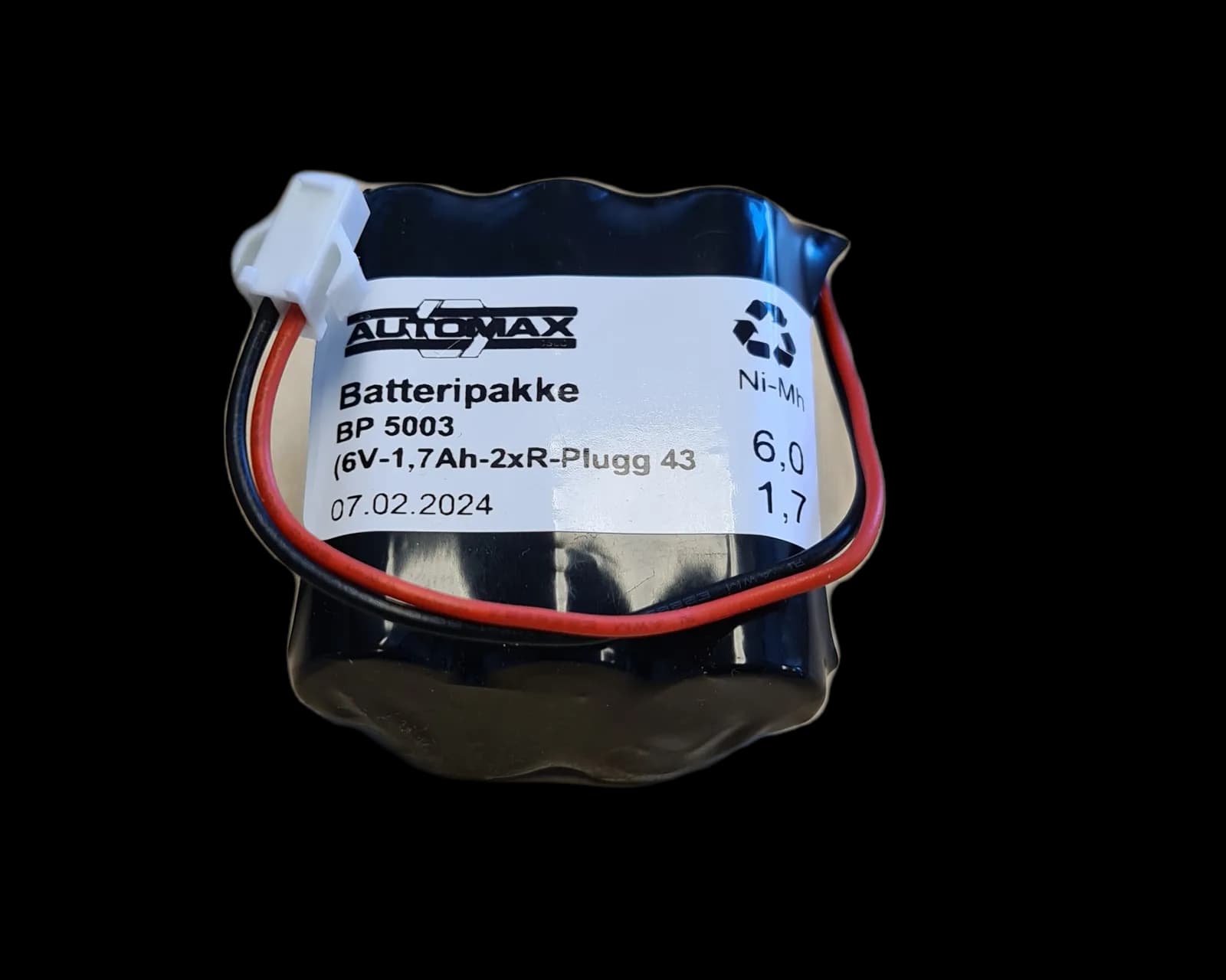 BP 5003 (6V-1,7Ah-2xR-Plugg 43 – bilde 1 av 2