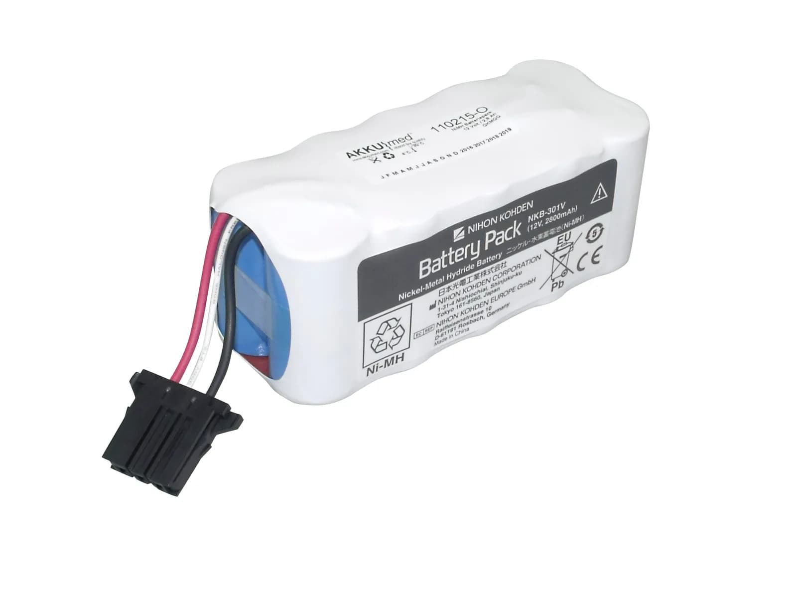 Batteri til Nihon Kohden defibrillatorer og EKG-enheter (12V 2,8Ah)