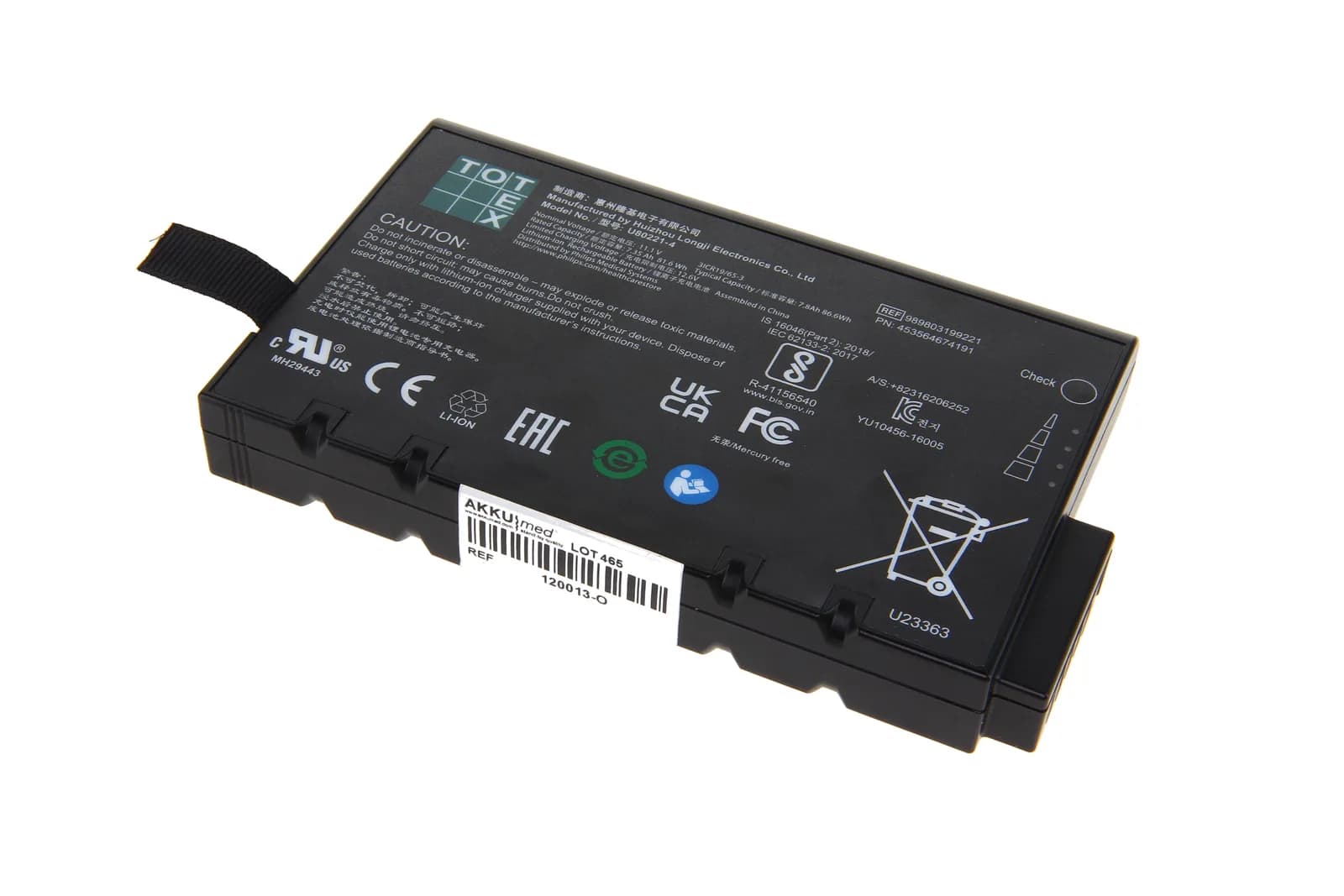 Original Li-ion batteri til Philips EarlyVue VS30 og Efficia CM (11,1V 7,8Ah 86,